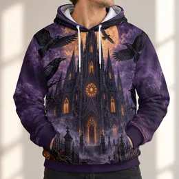Raven Gothic Cathedral Beneath Full Moon for Halloween Nights and Autumn Gatherings All-over Print Hoodie (Lightweight)