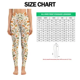 Ivory Orange Wildflowers for Yoga Pilates and Everyday Wear Leggings