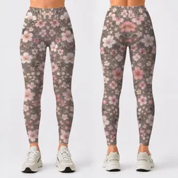 Blush Peach Small Wildflowers for Yoga Pilates and Everyday Wear Leggings