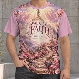 Pink Cherry Blossom Faith Cross And Pathway For Christian Inspiration And Devotion All-over Print Unisex T-shirt