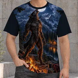 Howling Werewolf Beneath Full Moon in Mountain Cabin Wilderness for Camping Nights All-over Print Unisex T-shirt