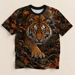 Majestic Tiger In Autumn Woodland For Hiking, Camping And Outdoor Wildlife Lovers All-over Print Unisex T-shirt