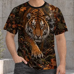 Majestic Tiger In Autumn Woodland For Hiking, Camping And Outdoor Wildlife Lovers All-over Print Unisex T-shirt