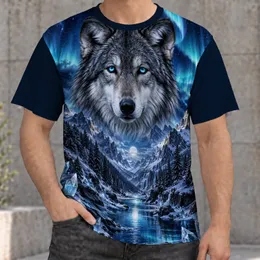 Howling Wolf Under Aurora Over Icy Mountains for Outdoor Adventure and Nature Lovers All-over Print Unisex T-shirt