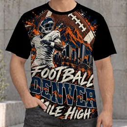 Denver Football Skyline And Mountain Scene For Game Day Fans And Colorado Travelers All-over Print Unisex T-shirt