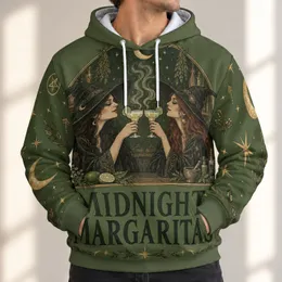 Two Witches Toasting Under a Crescent Moon for Halloween and Cozy Autumn Nights All-over Print Hoodie (Lightweight)