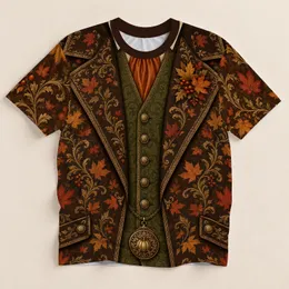 Autumn Maple Leaf Pumpkin Faux Suit for Thanksgiving Gatherings and Fall Celebrations All-over Print Unisex T-shirt