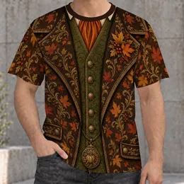 Autumn Maple Leaf Pumpkin Faux Suit for Thanksgiving Gatherings and Fall Celebrations All-over Print Unisex T-shirt