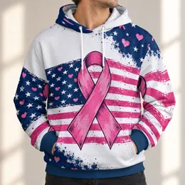 Pink Ribbon Heart And Star Motifs For Awareness Events And Everyday Support All-over Print Hoodie (Lightweight)