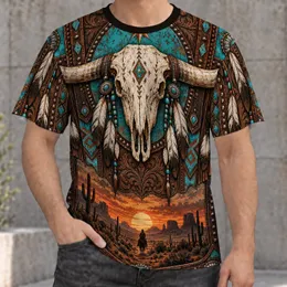 Western Bull Skull and Desert Rider for Ranch Days, Rodeos and Outdoor Adventures All-over Print Unisex T-shirt