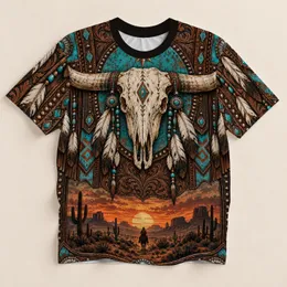 Western Bull Skull and Desert Rider for Ranch Days, Rodeos and Outdoor Adventures All-over Print Unisex T-shirt