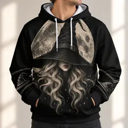 Witch Hat Crescent Moon Celestial Night for Autumn Parties and Cozy Evenings All-over Print Hoodie (Lightweight)