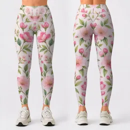 Pink Tulip Floral Blooms for Yoga, Pilates, and Everyday Activewear Style for Women Leggings