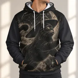 Witch Hat Cat for Halloween Nights and Cozy Autumn Outings for Women Who Love Cats All-over Print Hoodie (Lightweight)