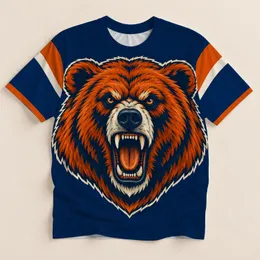 Fierce Orange Bear Head for Game Day, Campus Spirit and Casual Weekend Style for Her All-over Print Unisex T-shirt