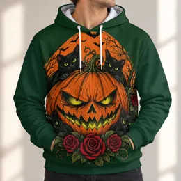 Creepy Pumpkin, Black Cats And Red Roses For Halloween Night Celebrations And Parties All-over Print Hoodie (Lightweight)
