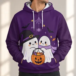 Cute Ghost Halloween Candy Pumpkin Scene for Cozy Autumn Parties and Trick-or-Treating All-over Print Hoodie (Lightweight)
