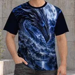 Blue Dragon Moonlit Mountain Scene For Outdoor Adventure And Fantasy Fans All-over Print Unisex T-shirt