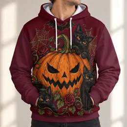Jack-O'-Lantern Cats and Roses for Spooky Halloween Parties and Cozy Autumn Nights All-over Print Hoodie (Lightweight)