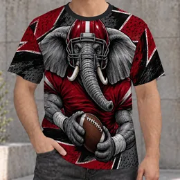 Elephant Football Athlete Red And Gray Sports Style For Game Day Fans All-over Print Unisex T-shirt