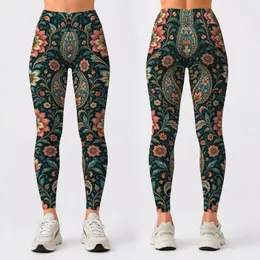 Jewel Tone Floral Paisley Motifs for Yoga, Pilates and Everyday Wear Leggings