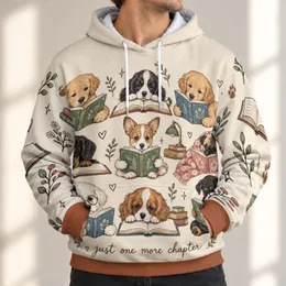 Reading Dogs and Books for Cozy Book Club Evenings and Quiet Autumn Days at Home All-over Print Hoodie (Lightweight)