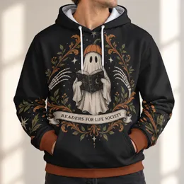 Bookish Pumpkin Ghost for Halloween Night Reading and Gothic Fall Style Gifts All-over Print Hoodie (Lightweight)