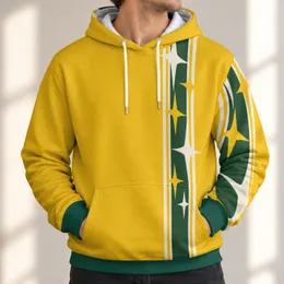 Golden Yellow Green Stripe Starburst Style for Office Commutes and Casual Days All-over Print Hoodie (Lightweight)