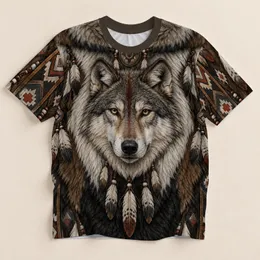 Autumn Wolf Portrait With Rustic Woodland Details For Cozy Winter Outdoor Style All-over Print Unisex T-shirt