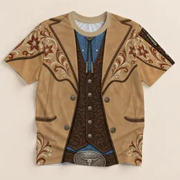 Western Faux Three-Piece Ranchwear Style for Ranch Days, Country Concerts and Travel All-over Print Unisex T-shirt