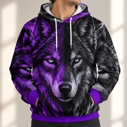 Split-Face Wolf Portrait for Bold Outdoor Style and Everyday Casual Wear for Wildlife Fans All-over Print Hoodie (Lightweight)