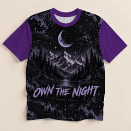 Moonlit Mountain Night Adventure for Halloween Hiking and Outdoor Exploration Lovers All-over Print Unisex T-shirt