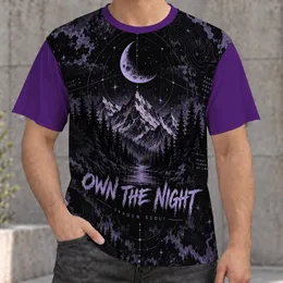 Moonlit Mountain Night Adventure for Halloween Hiking and Outdoor Exploration Lovers All-over Print Unisex T-shirt