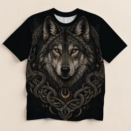 Engraved Wolf and Nordic Knotwork for Gothic Folklore Fans and Night Out Style All-over Print Unisex T-shirt