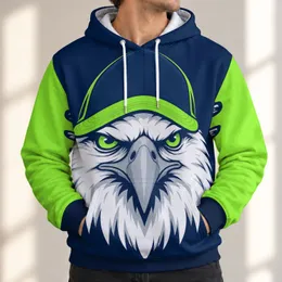 Fierce Eagle Mascot in Lime Cap for Football Game Day and Casual Weekend Wear All-over Print Hoodie (Lightweight)
