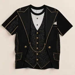 Black Tuxedo Waistcoat With Gold Trim For Weddings And Formal Banquets All-over Print Unisex T-shirt