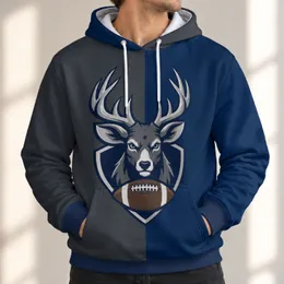 Stag Head and Football Shield for Autumn Game Days and Casual Wear All-over Print Hoodie (Lightweight)
