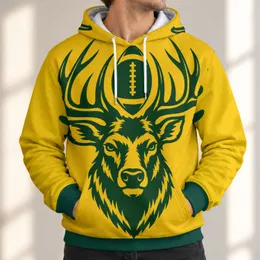 Elk Head and Football Antlers for Autumn Game Day and Casual Outdoor Wear All-over Print Hoodie (Lightweight)