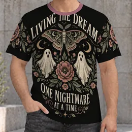 Cute Ghosts, Moth And Moonlit Florals For Spooky Season Halloween Celebrations All-over Print Unisex T-shirt