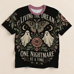 Cute Ghosts, Moth And Moonlit Florals For Spooky Season Halloween Celebrations All-over Print Unisex T-shirt
