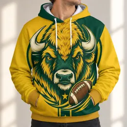 Golden Bison and Football for Game Day Spirit, Tailgating, and Casual Wear Fans All-over Print Hoodie (Lightweight)
