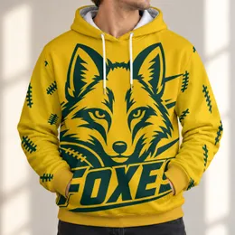 Golden Fox Head and Football Spirit for Autumn Game Days and Everyday Fan Style All-over Print Hoodie (Lightweight)