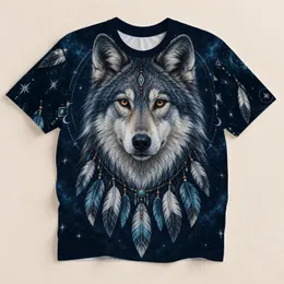 Wolf Portrait And Celestial Feathers For Bohemian Outdoor Adventures And Everyday Wear All-over Print Unisex T-shirt