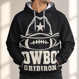 Cowboy Hat and Football Laces for Game Day, Tailgates, and Western Weekend Wear All-over Print Hoodie (Lightweight)