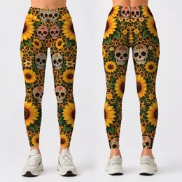 Sunflower Sugar Skull Leopard Ro set for Yoga, Pilates and Everyday Style Leggings