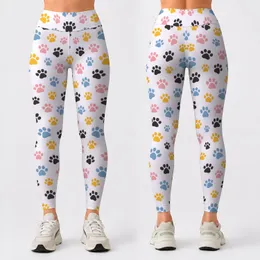 Pastel Paw Prints for Yoga, Pilates, Errands and Everyday Casual Style for Pet Lovers Leggings