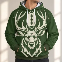 Elk Antler Football Emblem for Autumn Game Day and Everyday Outdoor Casual Wear All-over Print Hoodie (Lightweight)