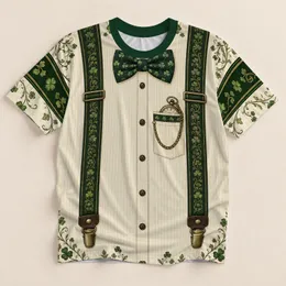 Vintage Shamrock Bow Tie and Green Suspenders for Irish St. Patrick's Day Festivities All-over Print Unisex T-shirt