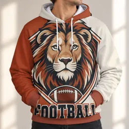 Lion Shield Football Crest for Game Day, Tailgating and Weekend Casual Wear All-over Print Hoodie (Lightweight)