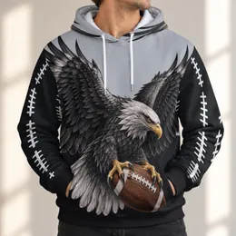 Fierce Eagle Clutching Football for Game Day, Tailgates and Everyday Wear for Men All-over Print Hoodie (Lightweight)